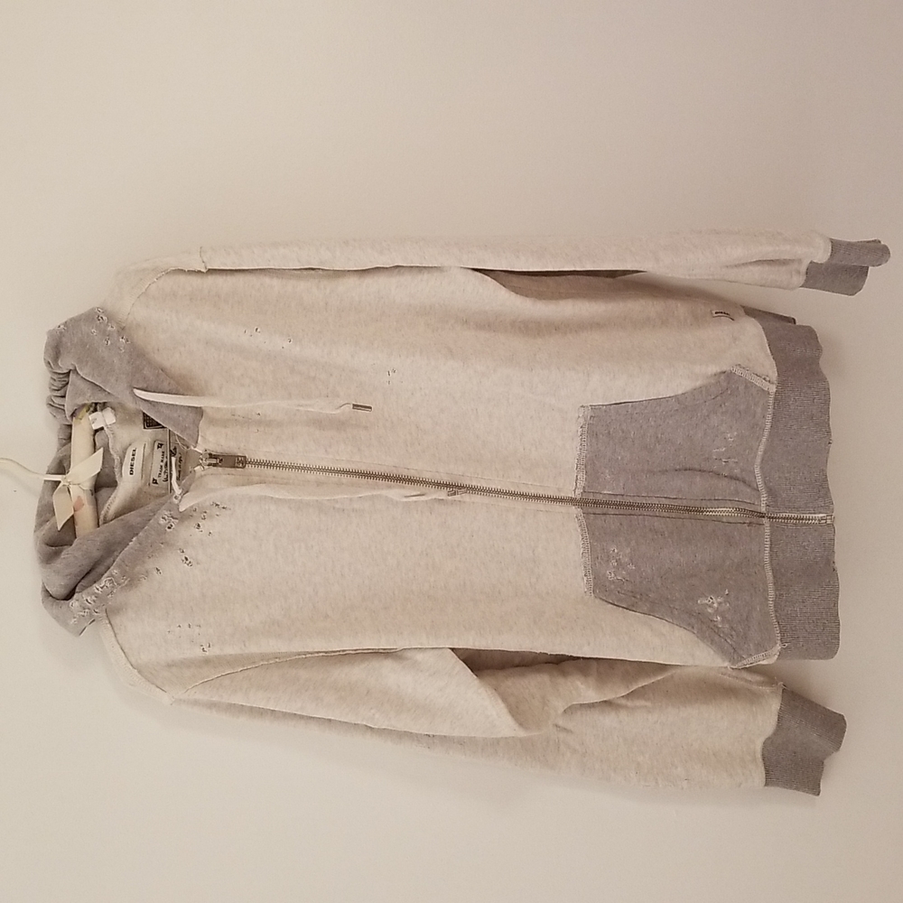 DIESEL DISTRESSED GRAY HOODIE